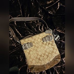 Coach Tan and Brown Shoulder Bag